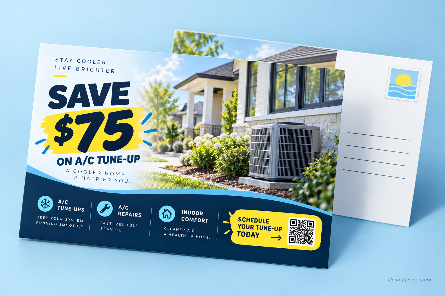 HVAC postcard example with a seasonal tune-up offer